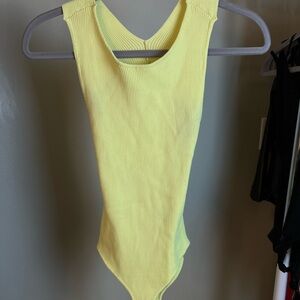 ASTR Highlighter Yellow Bodysuit With Back Cutout